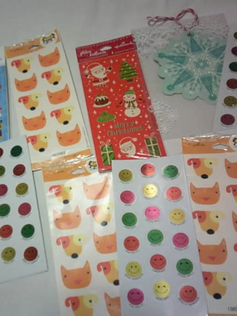 NEW LOT HALLMARK STICKERS & HANGING NORTHPOLE ORNAMENT CARD & PAW PATROL TEACHER